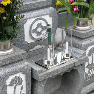 墓用仏具、ステンレス製線香・ロウソク立てクリスタルミニの通販・販売