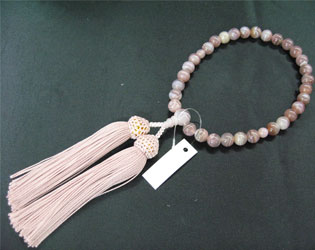 女性用数珠（京念珠）桃縞瑪瑙　9mm玉仕立の通販・販売