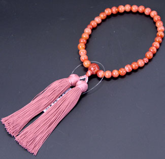 女性用数珠（京念珠）赤縞瑪瑙共仕立の通販・販売