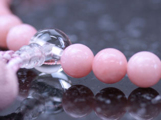 女性用数珠（京念珠）ピンクオパール/水晶仕立の通販・販売