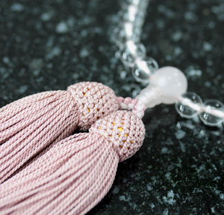 女性用数珠（京念珠）本水晶　ローズクオーツ仕立の通販・販売