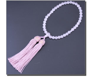 女性用数珠（京念珠）ローズクォーツ　7mm玉仕立の通販・販売