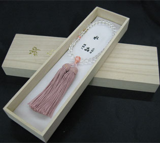 女性用数珠（京念珠）本水晶　珊瑚仕立の通販・販売