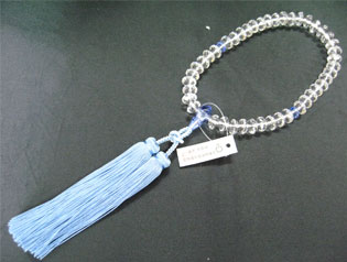 女性用数珠（京念珠）本水晶/ブルークォーツ仕立　スターシェイブカットの通販・販売