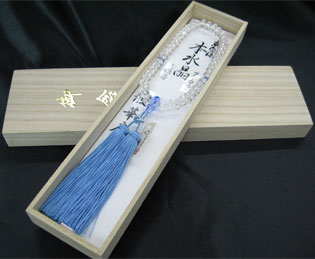 女性用数珠（京念珠）本水晶/ブルークォーツ仕立　スターシェイブカットの通販・販売