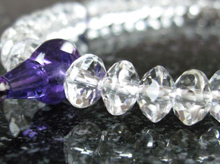 女性用数珠（京念珠）本水晶/紫水晶仕立　スターシェイブカットの通販・販売
