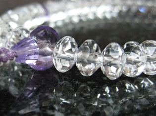 女性用数珠（京念珠）本水晶/ローズアメジスト仕立　スターシェイブカットの通販・販売