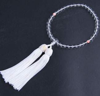 女性用数珠（京念珠）本水晶　珊瑚仕立の通販・販売